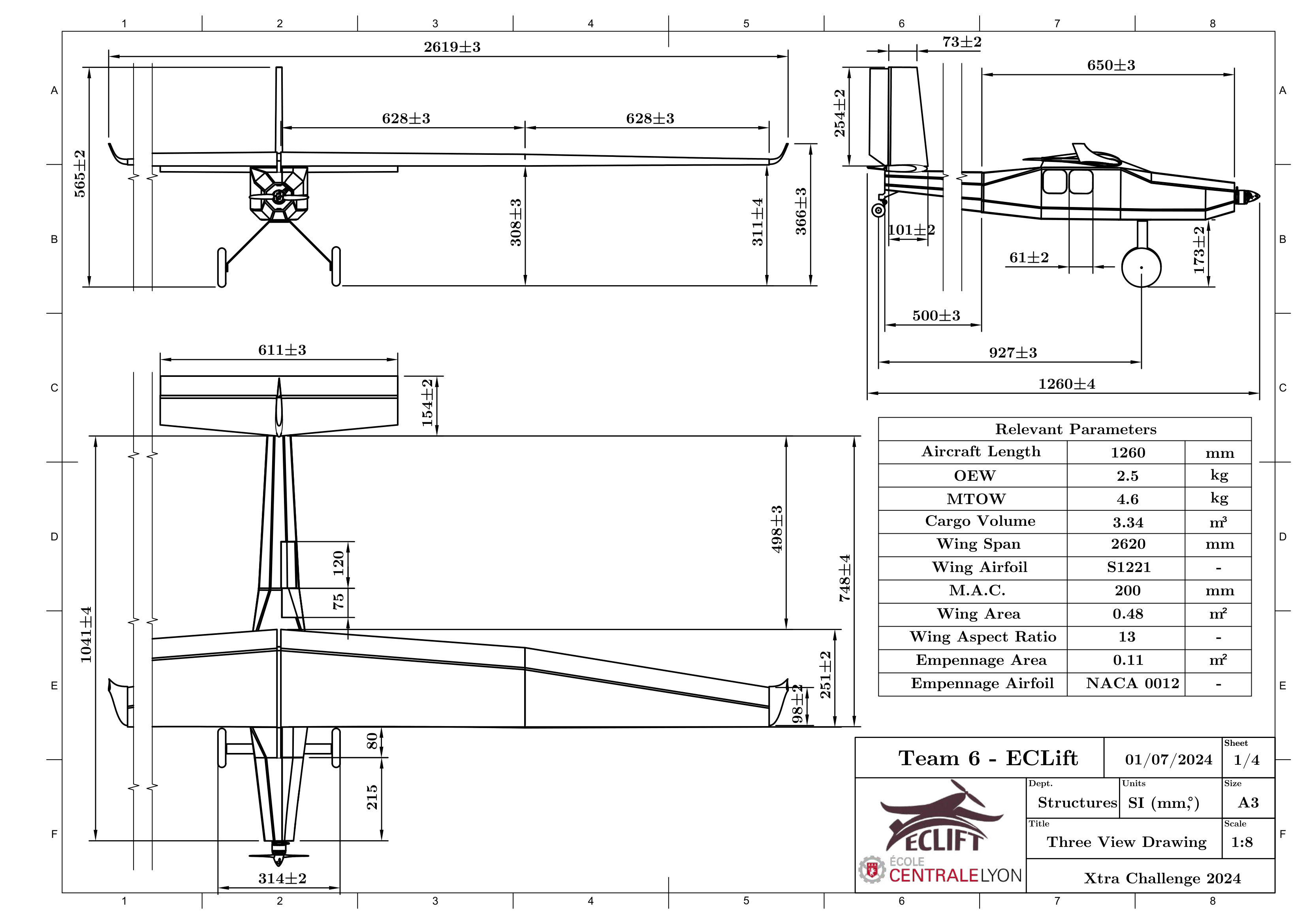 ECLifter 2024 Three View Drawing